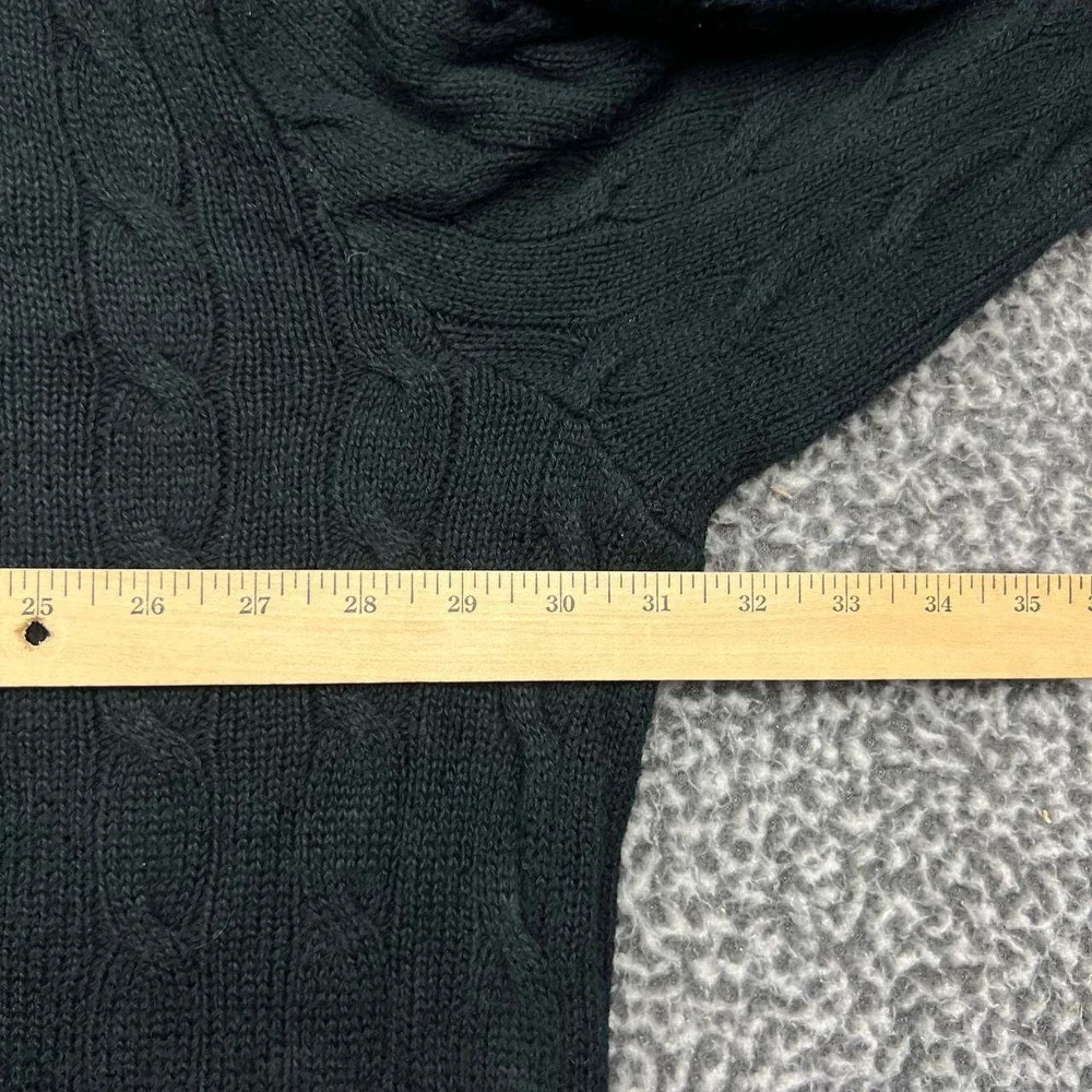 Polo Ralph Lauren Sweater Men 3XB Black Cable Knit Cotton Crewneck Long Sleeve